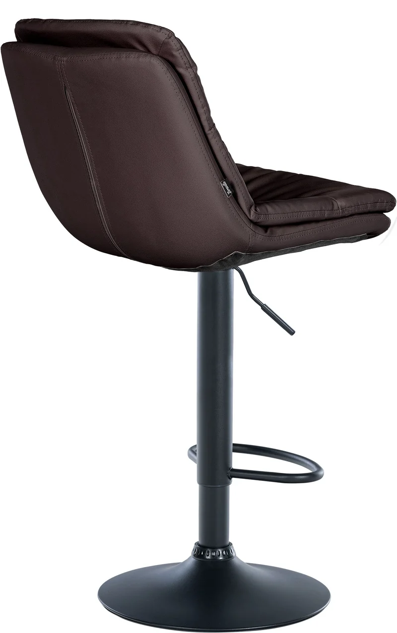 Tabouret chaise haute x1 pour cuisine et bar à assise moelleuse en similicuir marron foncé cadre en métal noir 10_0005905