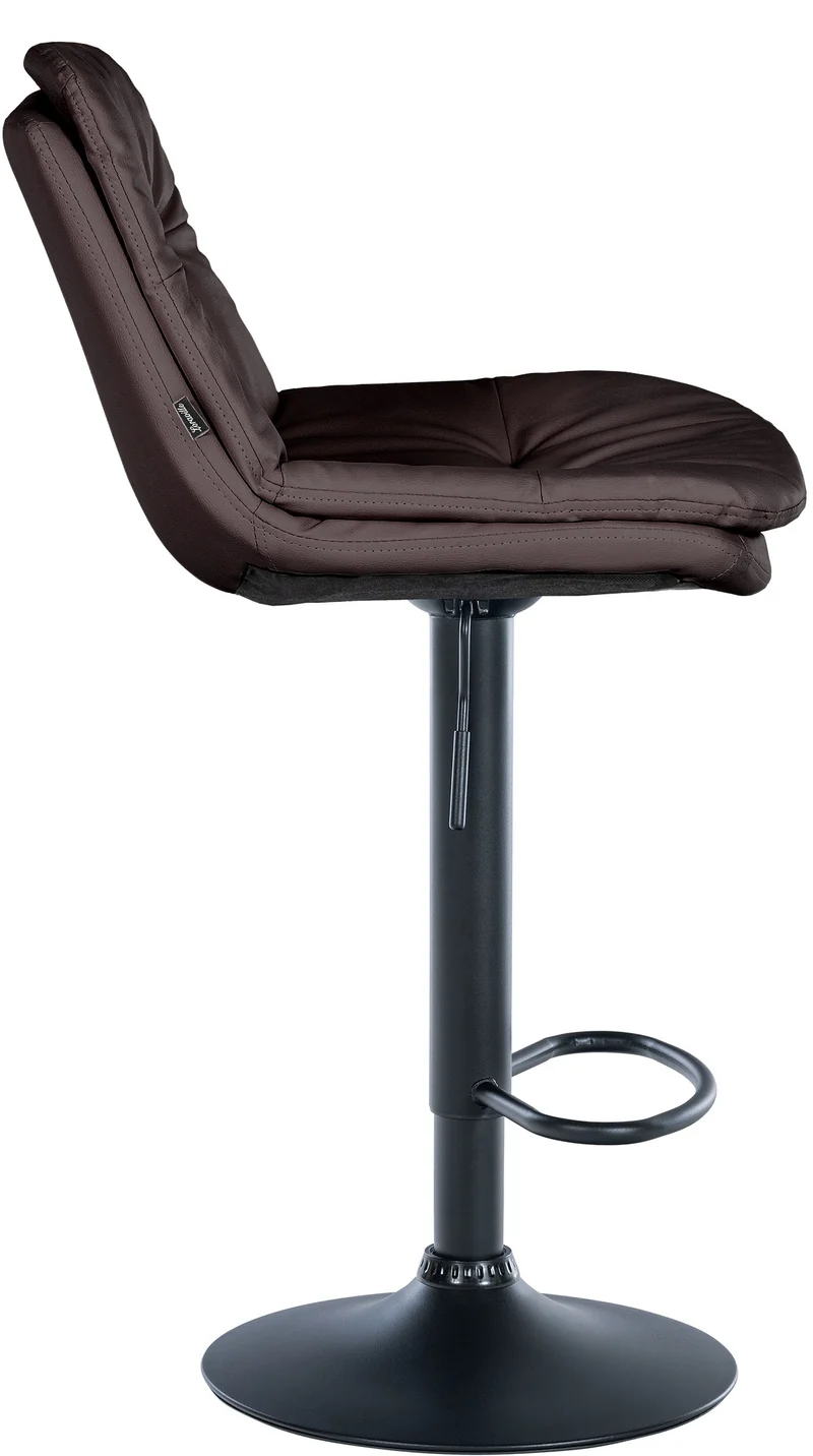 Tabouret chaise haute x1 pour cuisine et bar à assise moelleuse en similicuir marron foncé cadre en métal noir 10_0005905