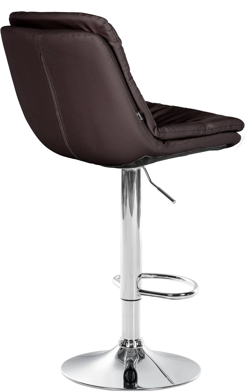 Tabouret chaise haute x1 pour cuisine et bar à assise moelleuse en similicuir marron foncé cadre en métal chromé 10_0005904