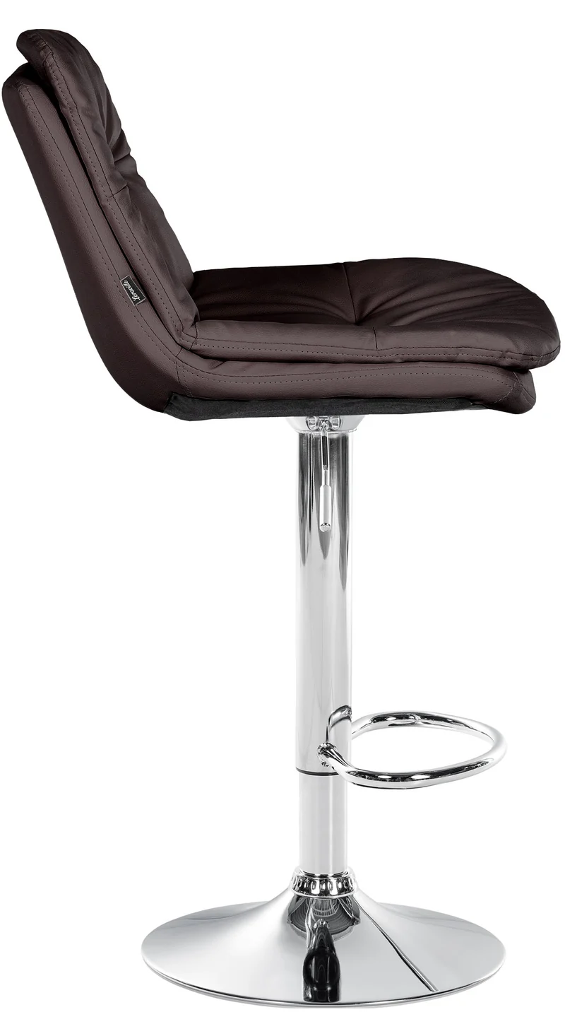 Tabouret chaise haute x1 pour cuisine et bar à assise moelleuse en similicuir marron foncé cadre en métal chromé 10_0005904