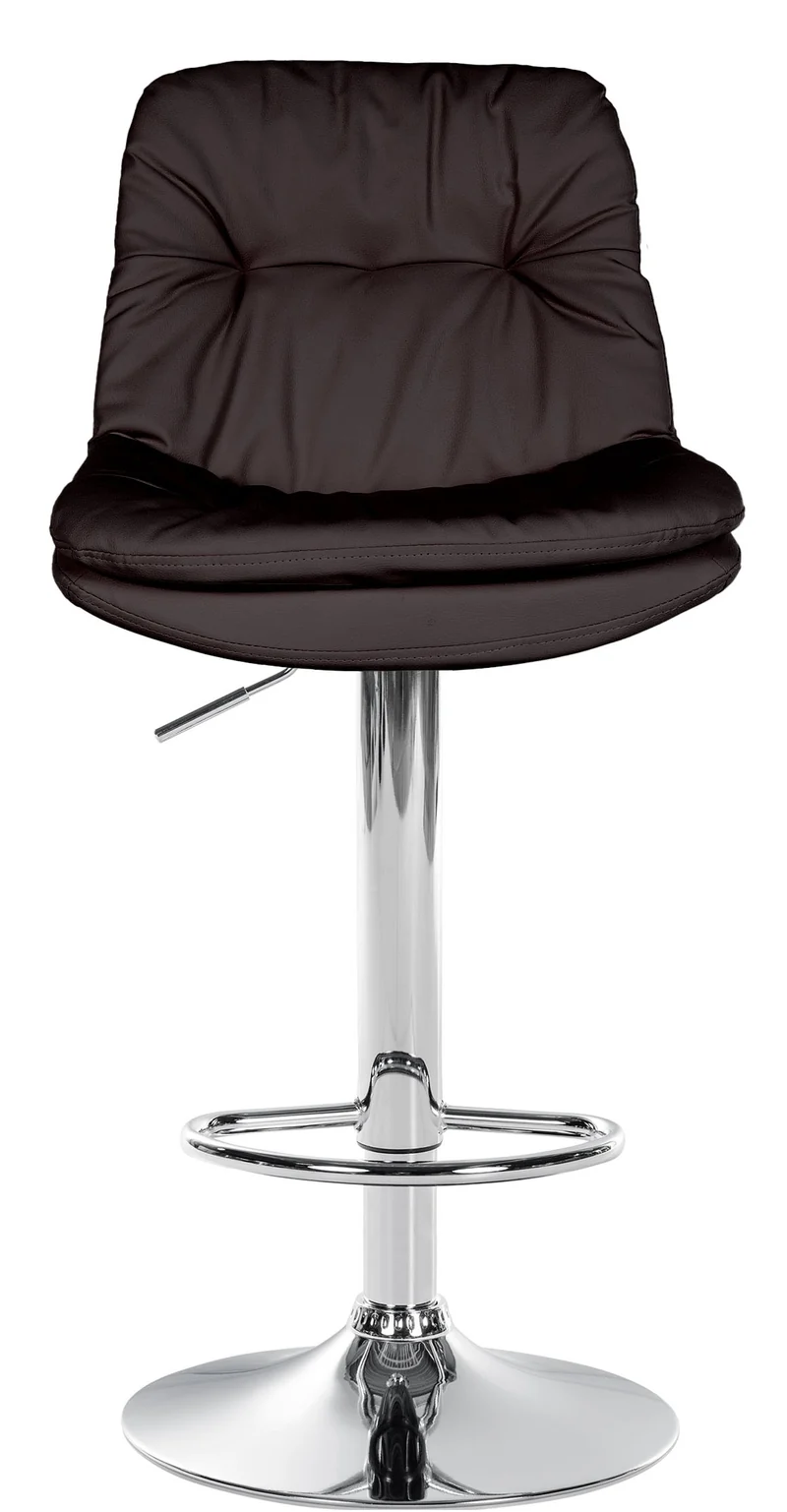 Tabouret chaise haute x1 pour cuisine et bar à assise moelleuse en similicuir marron foncé cadre en métal chromé 10_0005904