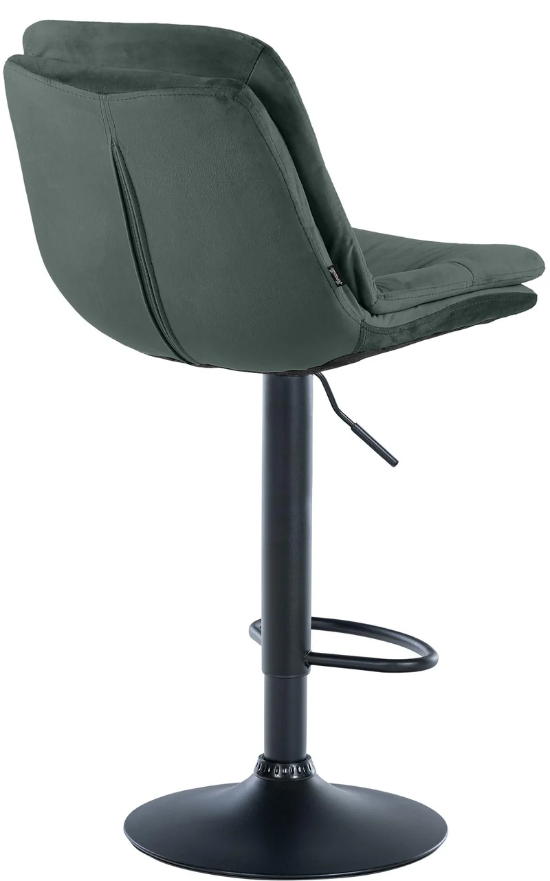 Tabouret chaise haute x1 pour cuisine et bar à assise moelleuse en velours vert cadre en métal noir 10_0005876