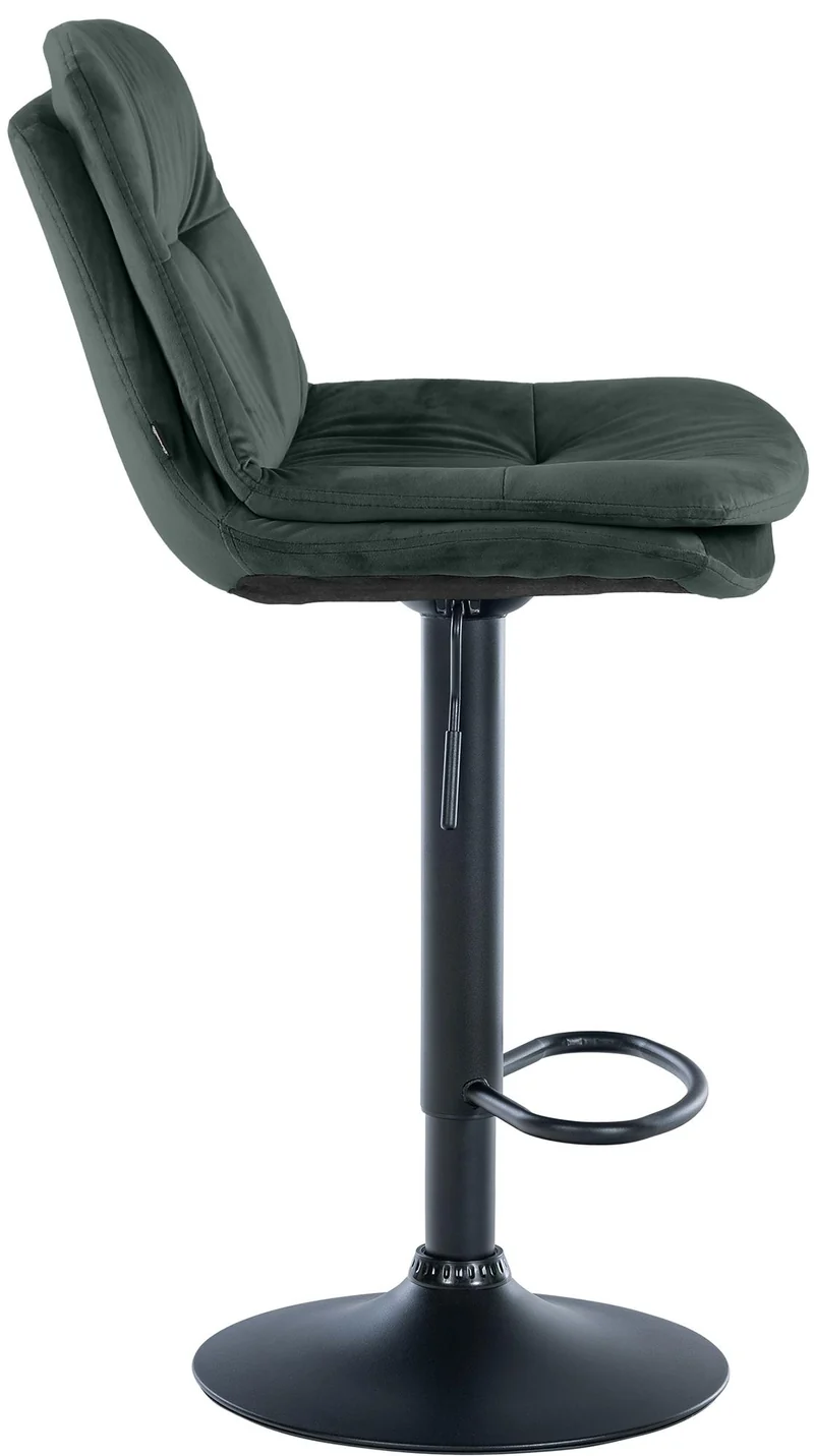 Tabouret chaise haute x1 pour cuisine et bar à assise moelleuse en velours vert cadre en métal noir 10_0005876