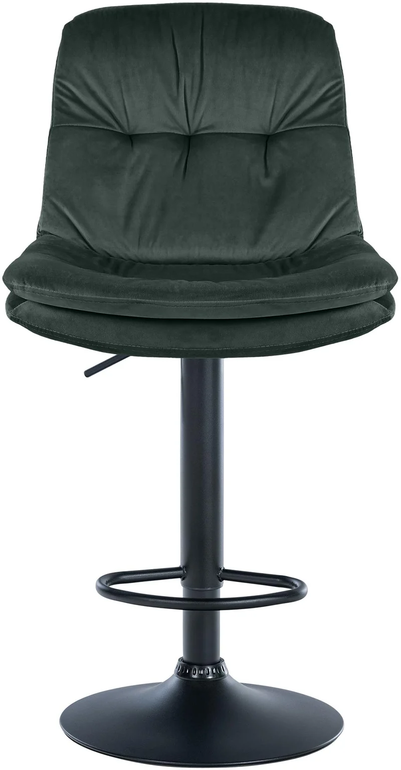Tabouret chaise haute x1 pour cuisine et bar à assise moelleuse en velours vert cadre en métal noir 10_0005876