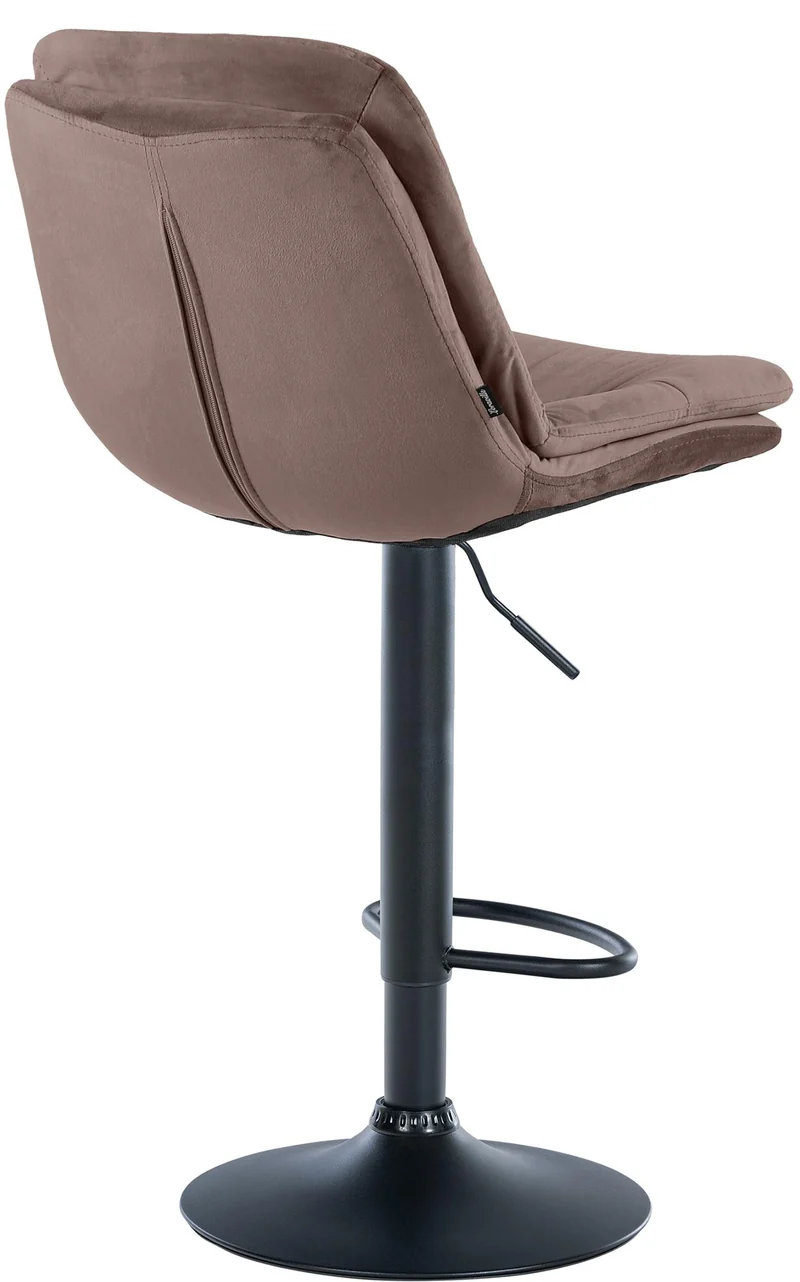 Tabouret chaise haute x1 pour cuisine et bar à assise moelleuse en velours marron cadre en métal noir 10_0005870