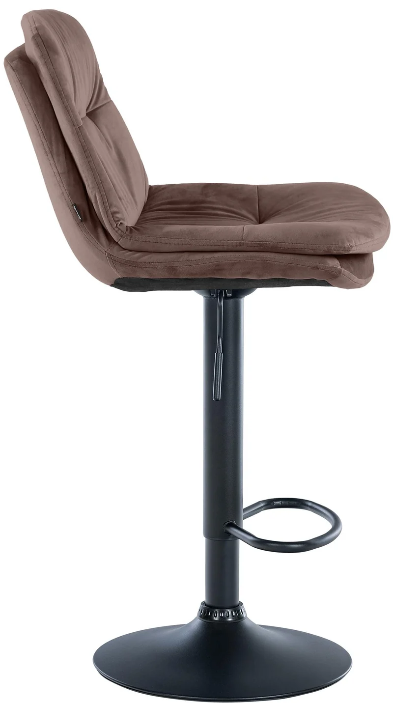 Tabouret chaise haute x1 pour cuisine et bar à assise moelleuse en velours marron cadre en métal noir 10_0005870