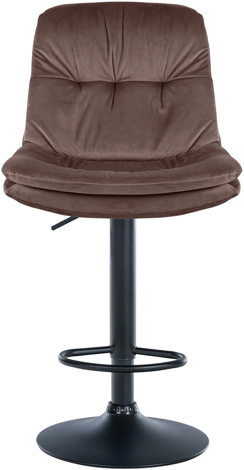 Tabouret chaise haute x1 pour cuisine et bar à assise moelleuse en velours marron cadre en métal noir 10_0005870