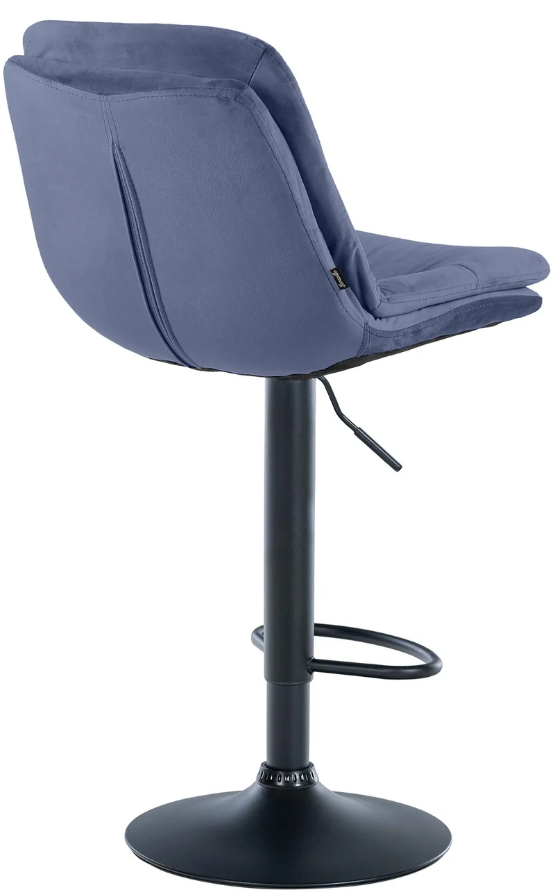 Tabouret chaise haute x1 pour cuisine et bar à assise moelleuse en velours bleu cadre en métal noir 10_0005865