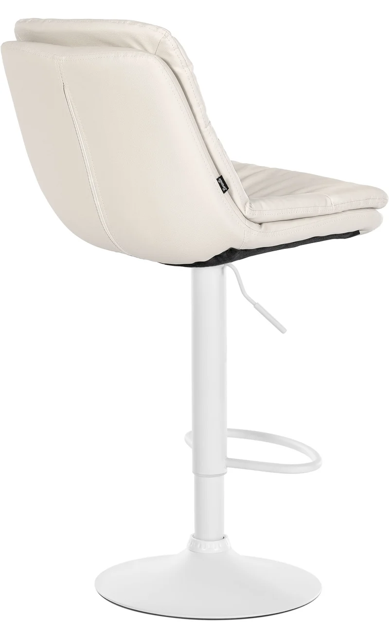 Tabouret chaise haute x1 pour cuisine et bar à assise moelleuse en similicuir blanc foncé cadre en métal blanc 10_0005801