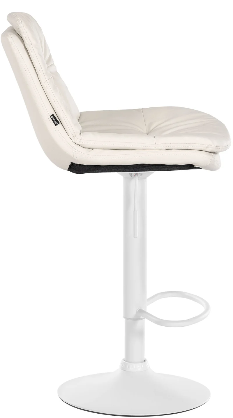 Tabouret chaise haute x1 pour cuisine et bar à assise moelleuse en similicuir blanc foncé cadre en métal blanc 10_0005801