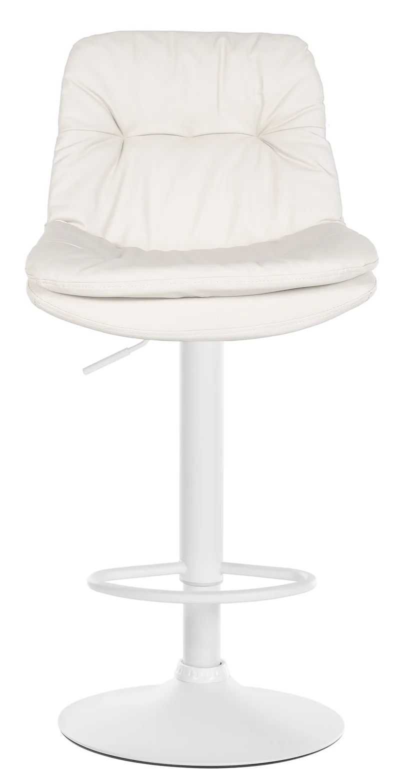 Tabouret chaise haute x1 pour cuisine et bar à assise moelleuse en similicuir blanc foncé cadre en métal blanc 10_0005801
