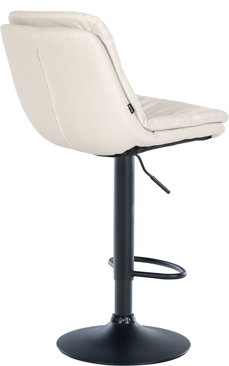 Tabouret chaise haute x1 pour cuisine et bar à assise moelleuse en similicuir blanc foncé cadre en métal noir 10_0005800