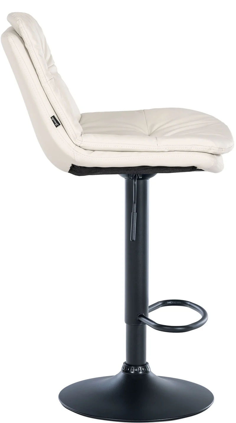 Tabouret chaise haute x1 pour cuisine et bar à assise moelleuse en similicuir blanc foncé cadre en métal noir 10_0005800