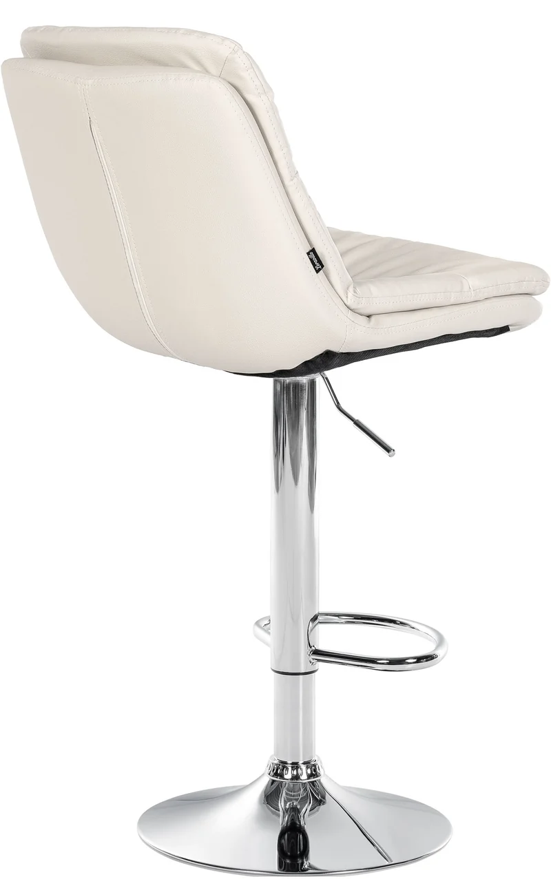 Tabouret chaise haute x1 pour cuisine et bar à assise moelleuse en similicuir blanc foncé cadre en métal chromé 10_0005799