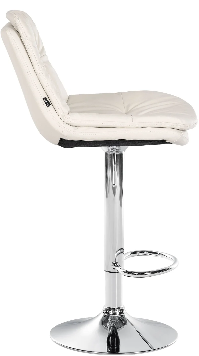 Tabouret chaise haute x1 pour cuisine et bar à assise moelleuse en similicuir blanc foncé cadre en métal chromé 10_0005799