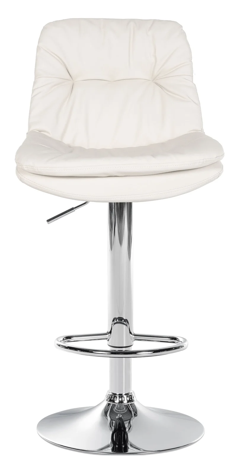 Tabouret chaise haute x1 pour cuisine et bar à assise moelleuse en similicuir blanc foncé cadre en métal chromé 10_0005799