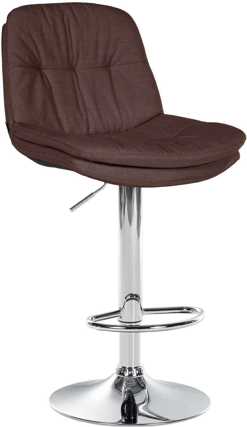 Tabouret chaise haute x1 pour cuisine et bar à assise moelleuse en tissu marron cadre en métal chromé 10_0005792