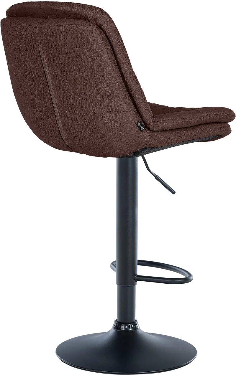 Tabouret chaise haute x1 pour cuisine et bar à assise moelleuse en tissu marron cadre en métal noir 10_0005791