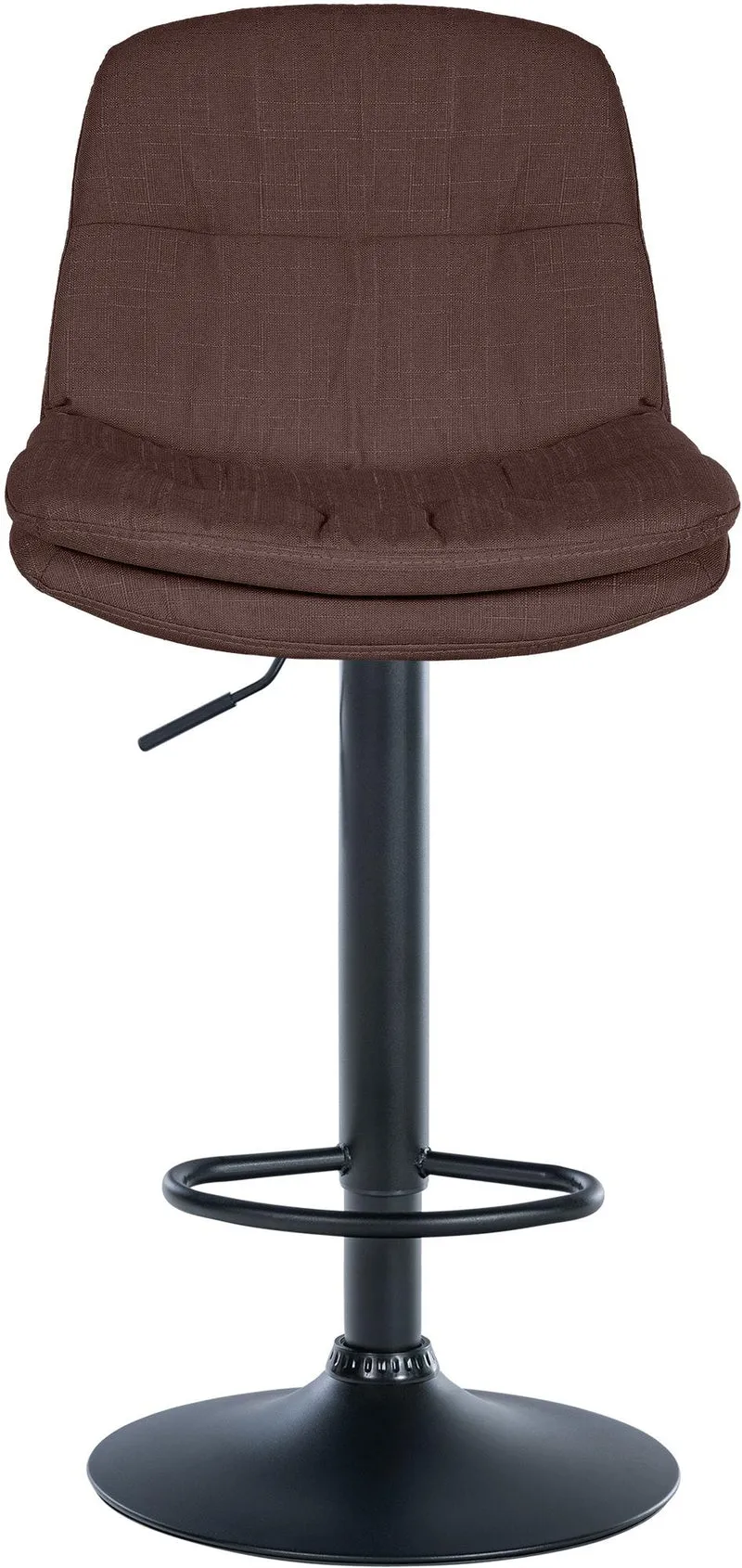 Tabouret chaise haute x1 pour cuisine et bar à assise moelleuse en tissu marron cadre en métal noir 10_0005791