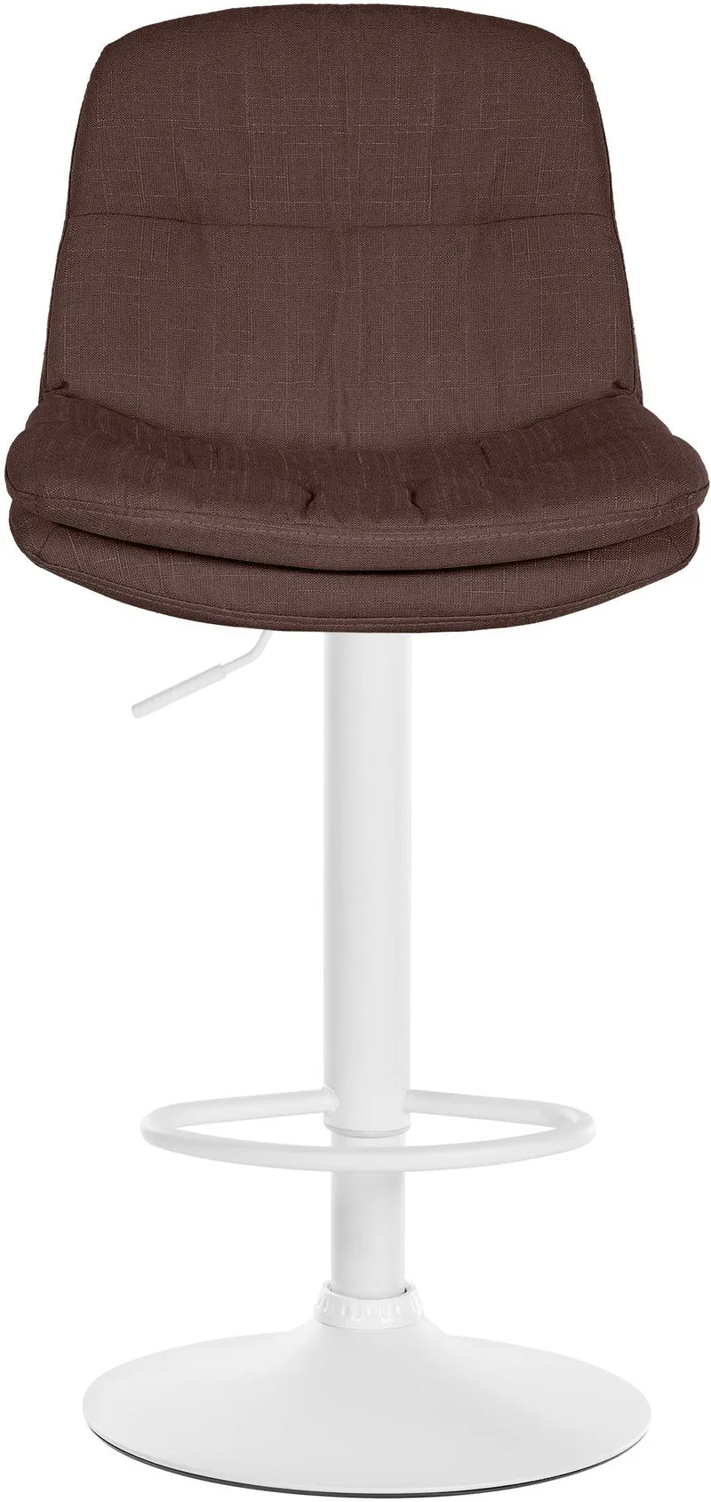 Tabouret chaise haute x1 pour cuisine et bar à assise moelleuse en tissu marron cadre en métal blanc 10_0005790