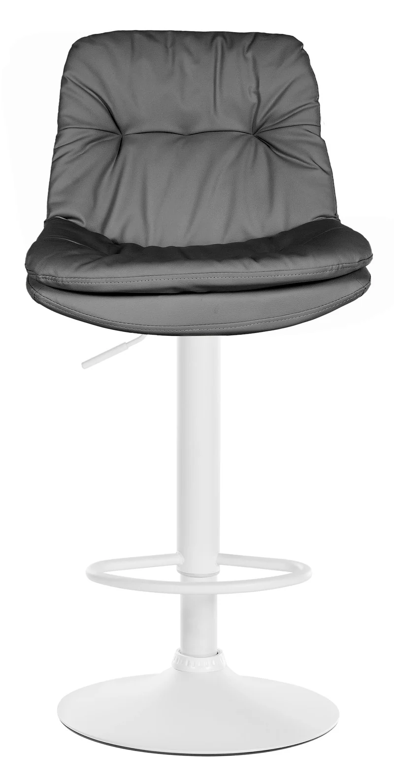 Tabouret chaise haute x1 pour cuisine et bar à assise moelleuse en similicuir gris cadre en métal blanc 10_0005704
