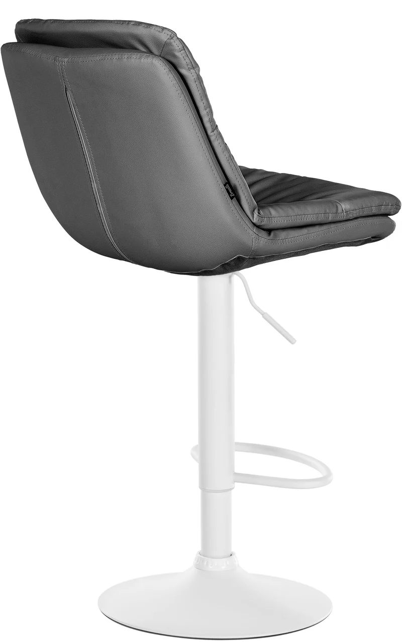 Tabouret chaise haute x1 pour cuisine et bar à assise moelleuse en similicuir gris cadre en métal blanc 10_0005704
