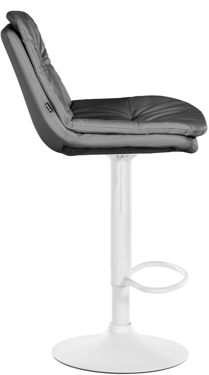 Tabouret chaise haute x1 pour cuisine et bar à assise moelleuse en similicuir gris cadre en métal blanc 10_0005704