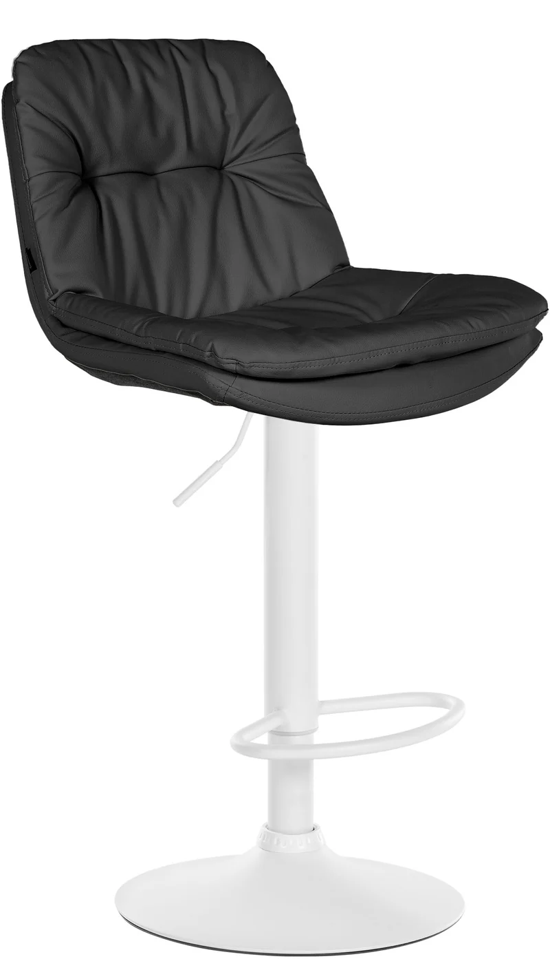 Tabouret chaise haute x1 pour cuisine et bar à assise moelleuse en similicuir noir cadre en métal blanc 10_0005703