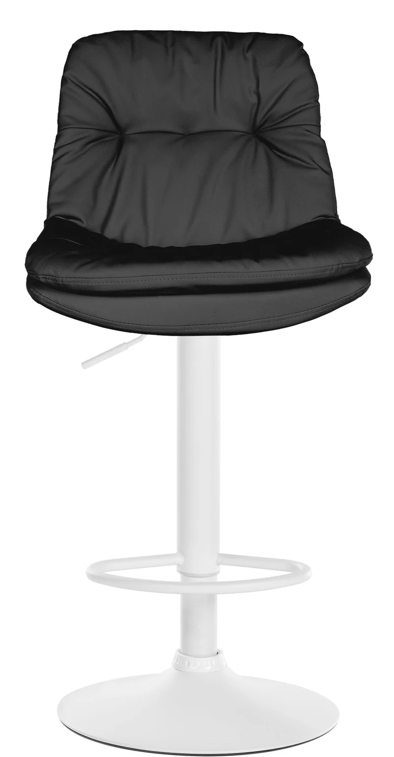 Tabouret chaise haute x1 pour cuisine et bar à assise moelleuse en similicuir noir cadre en métal blanc 10_0005703