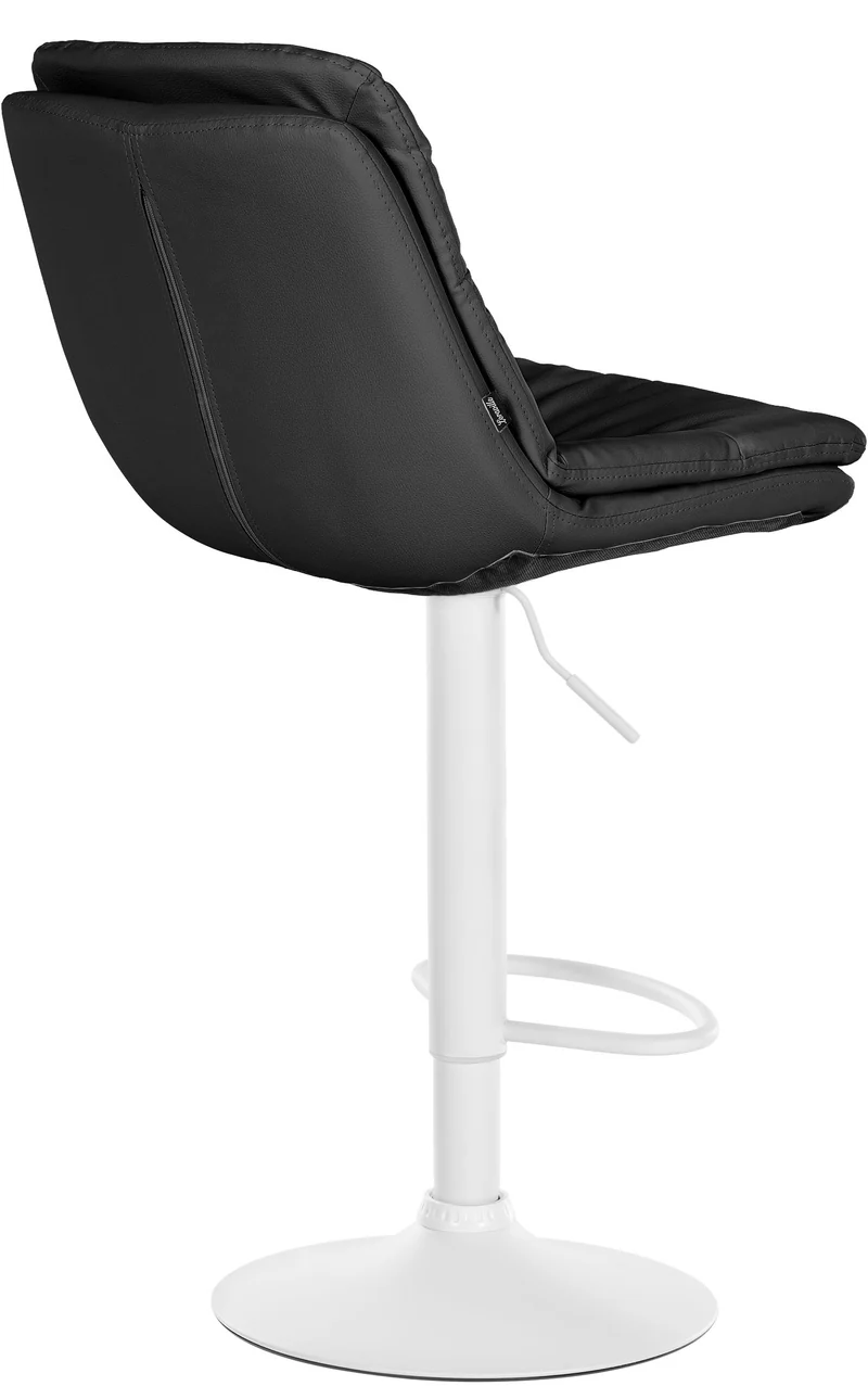 Tabouret chaise haute x1 pour cuisine et bar à assise moelleuse en similicuir noir cadre en métal blanc 10_0005703