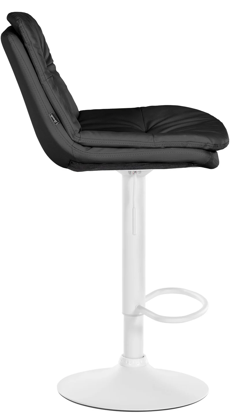 Tabouret chaise haute x1 pour cuisine et bar à assise moelleuse en similicuir noir cadre en métal blanc 10_0005703