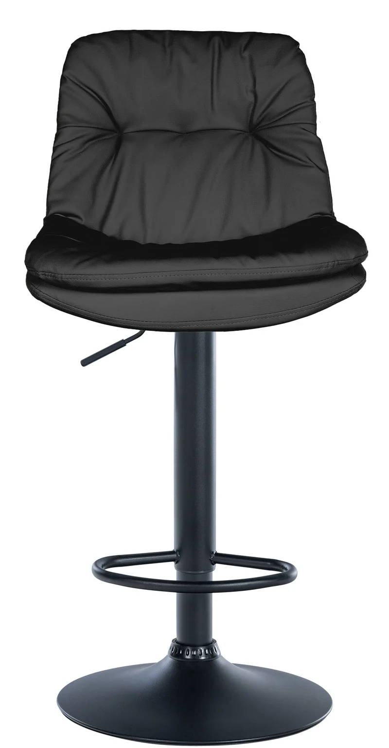 Tabouret chaise haute x1 pour cuisine et bar à assise moelleuse en similicuir noir foncé cadre en métal noir 10_0005701