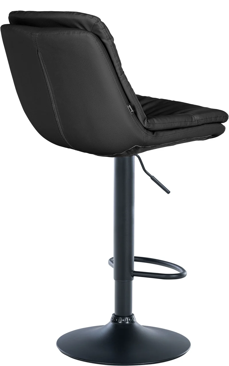 Tabouret chaise haute x1 pour cuisine et bar à assise moelleuse en similicuir noir foncé cadre en métal noir 10_0005701