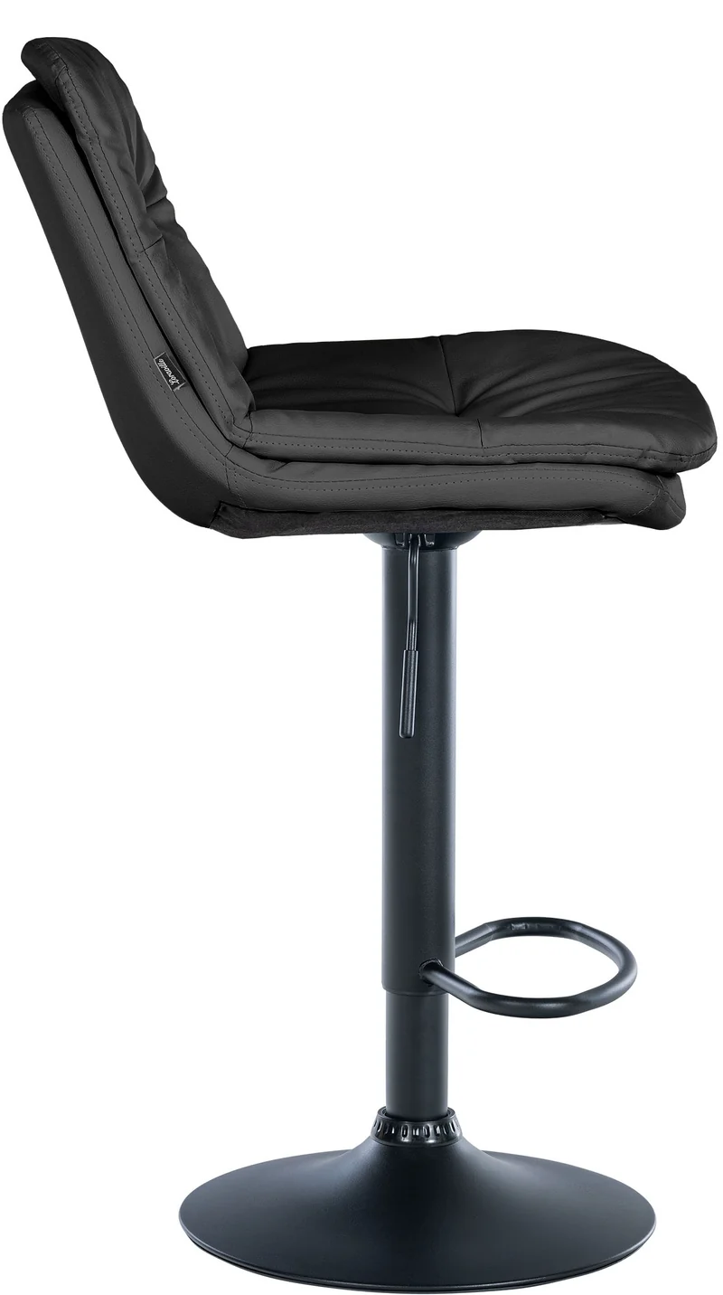 Tabouret chaise haute x1 pour cuisine et bar à assise moelleuse en similicuir noir foncé cadre en métal noir 10_0005701