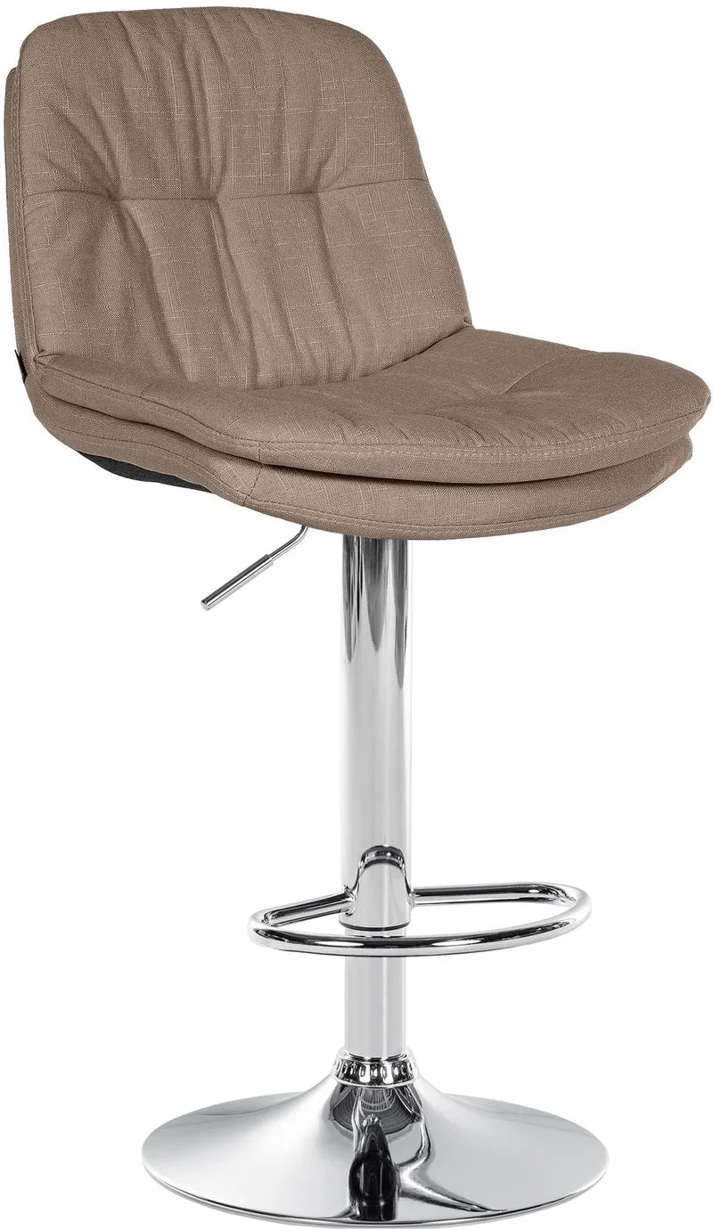 Tabouret chaise haute x1 pour cuisine et bar à assise moelleuse en tissu taupe cadre en métal chromé 10_0005700
