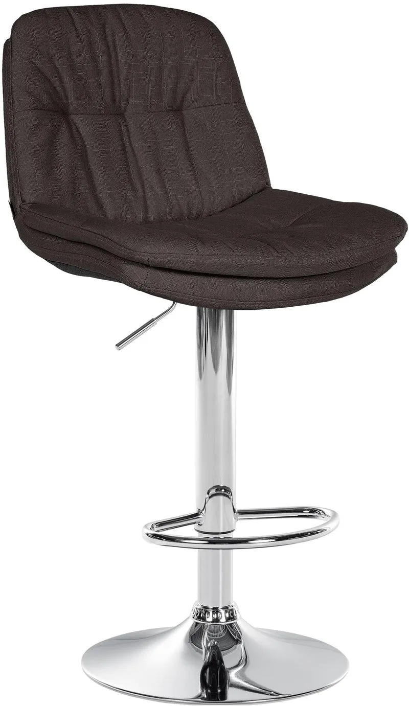 Tabouret chaise haute x1 pour cuisine et bar à assise moelleuse en tissu gris foncé cadre en métal chromé 10_0005699