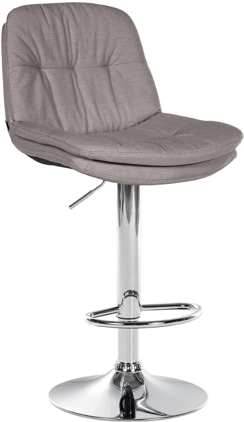 Tabouret chaise haute x1 pour cuisine et bar à assise moelleuse en tissu gris cadre en métal chromé 10_0005698