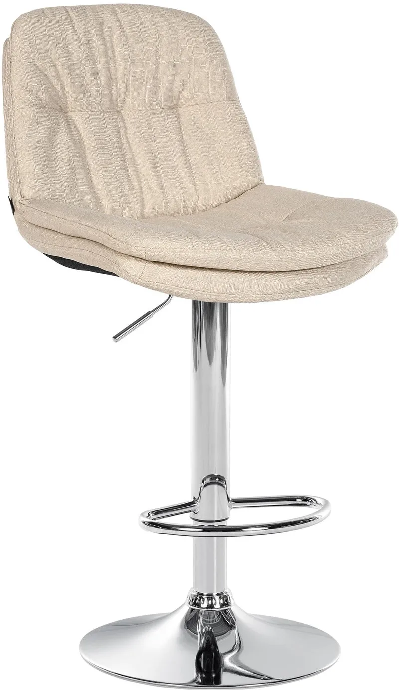 Tabouret chaise haute x1 pour cuisine et bar à assise moelleuse en tissu crème cadre en métal chromé 10_0005697
