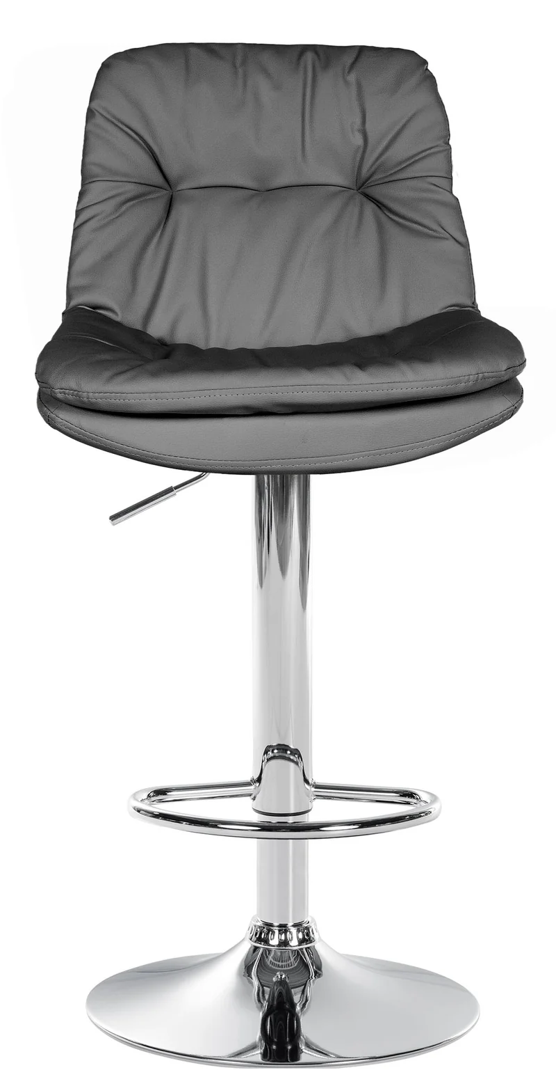 Tabouret chaise haute x1 pour cuisine et bar à assise moelleuse en similicuir gris cadre en métal chromé 10_0005696
