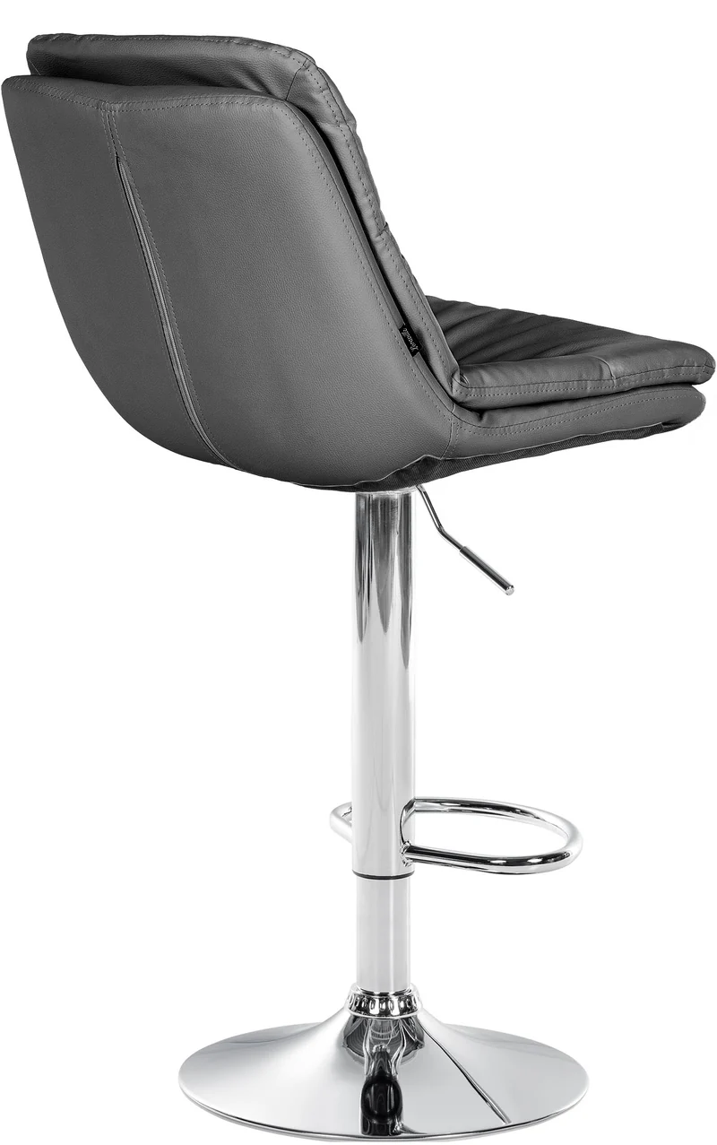 Tabouret chaise haute x1 pour cuisine et bar à assise moelleuse en similicuir gris cadre en métal chromé 10_0005696