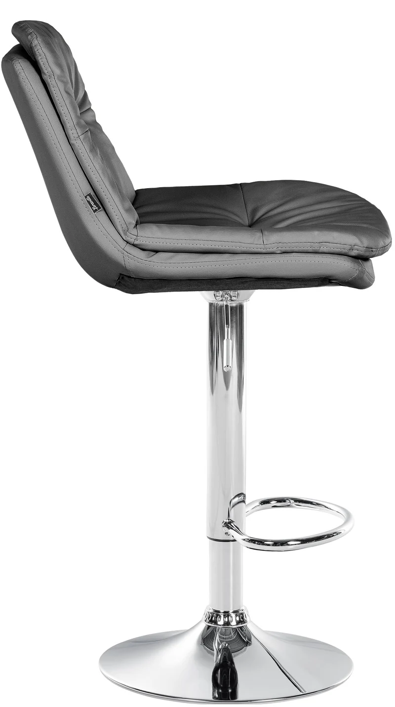 Tabouret chaise haute x1 pour cuisine et bar à assise moelleuse en similicuir gris cadre en métal chromé 10_0005696
