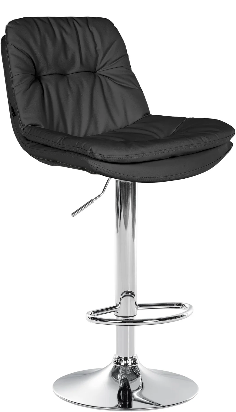 Tabouret chaise haute x1 pour cuisine et bar à assise moelleuse en similicuir noir cadre en métal chromé 10_0005695