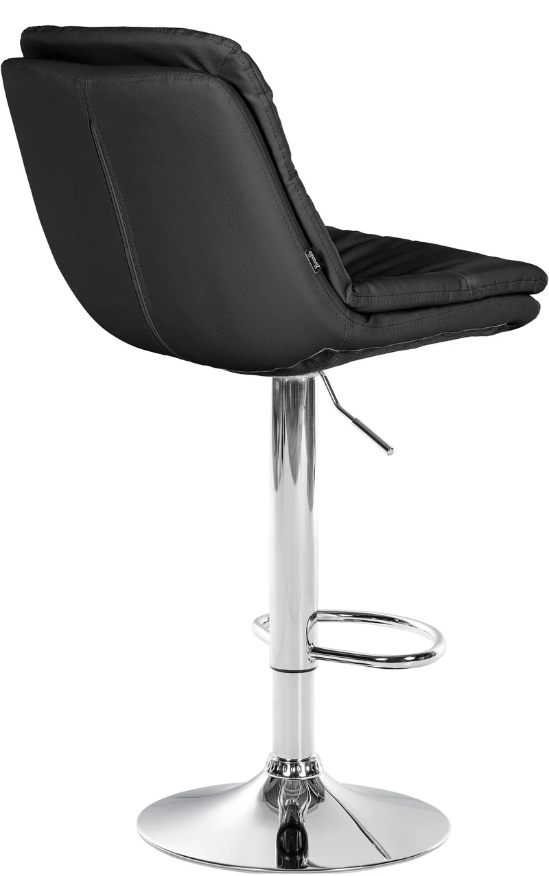 Tabouret chaise haute x1 pour cuisine et bar à assise moelleuse en similicuir noir cadre en métal chromé 10_0005695