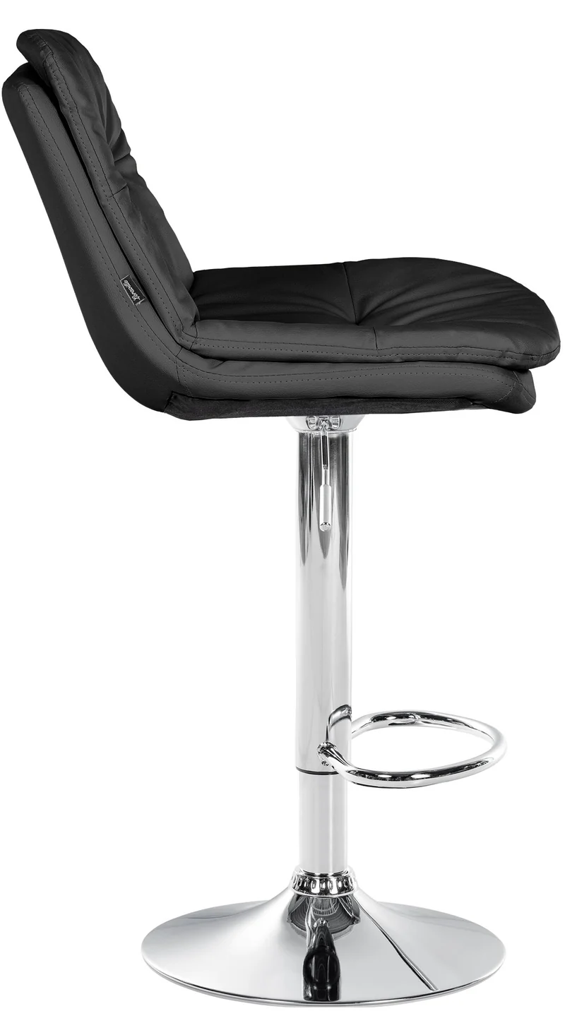 Tabouret chaise haute x1 pour cuisine et bar à assise moelleuse en similicuir noir cadre en métal chromé 10_0005695