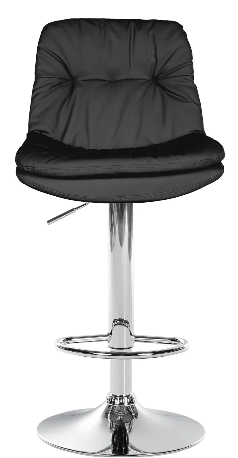 Tabouret chaise haute x1 pour cuisine et bar à assise moelleuse en similicuir noir cadre en métal chromé 10_0005695