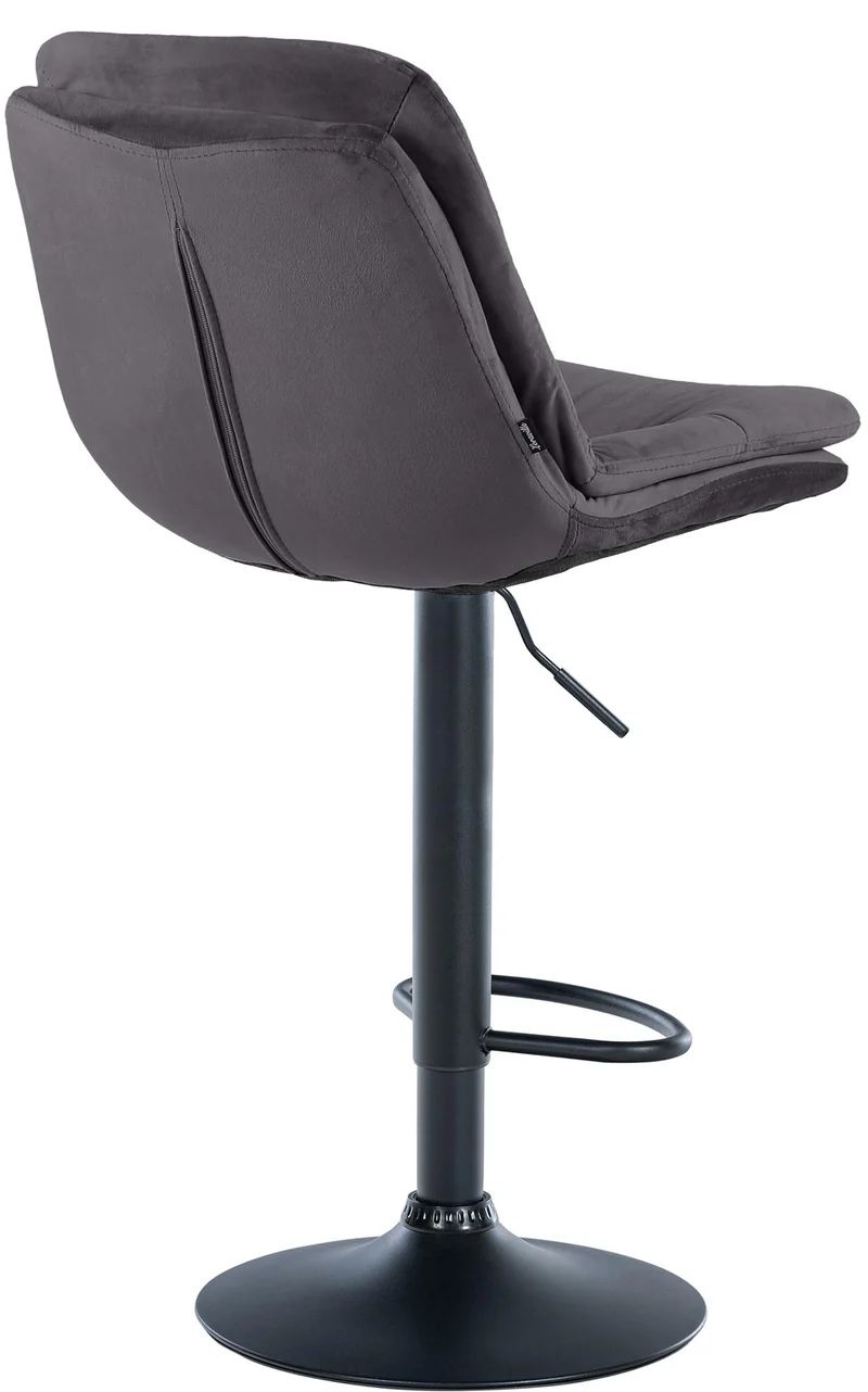 Tabouret chaise haute x1 pour cuisine et bar à assise moelleuse en velours noir cadre en métal noir 10_0005694