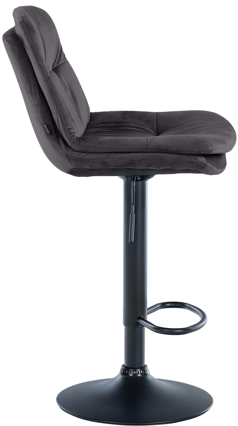 Tabouret chaise haute x1 pour cuisine et bar à assise moelleuse en velours noir cadre en métal noir 10_0005694