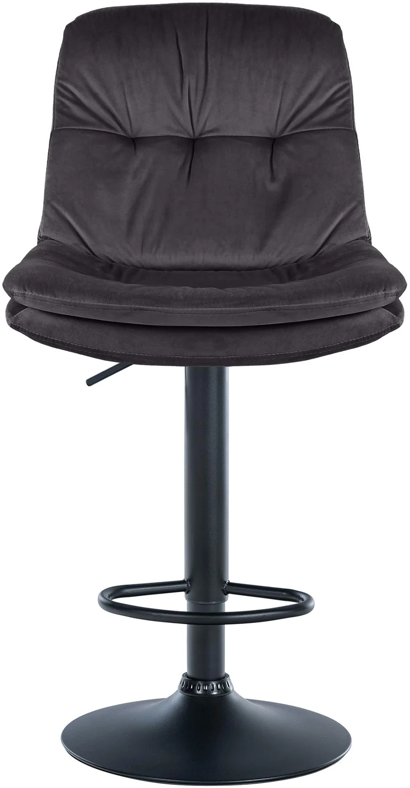Tabouret chaise haute x1 pour cuisine et bar à assise moelleuse en velours noir cadre en métal noir 10_0005694