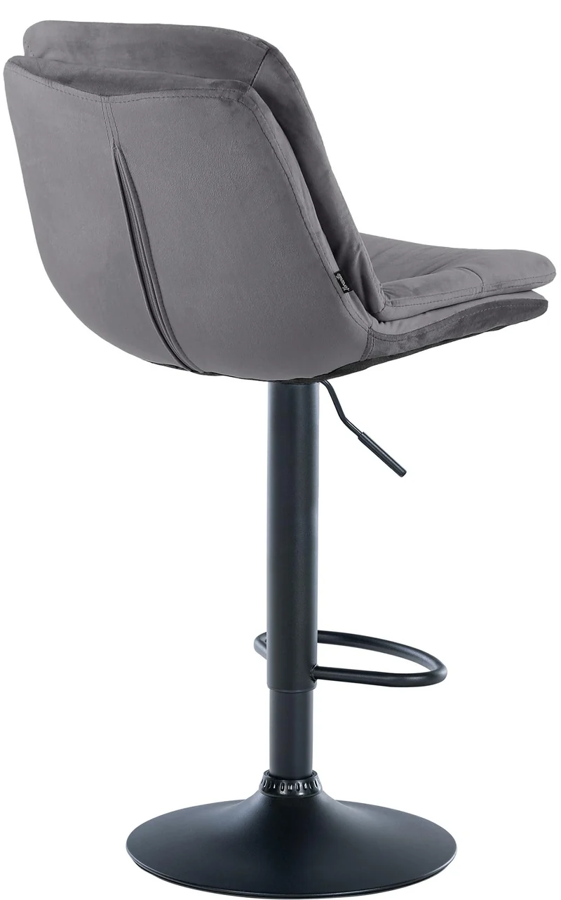 Tabouret chaise haute x1 pour cuisine et bar à assise moelleuse en velours gris foncé cadre en métal noir 10_0005693