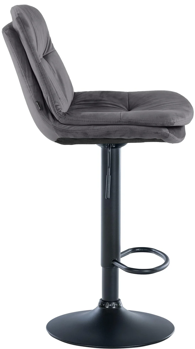 Tabouret chaise haute x1 pour cuisine et bar à assise moelleuse en velours gris foncé cadre en métal noir 10_0005693